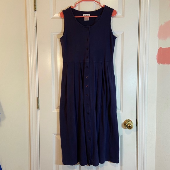 Navy Button Up Maxi Dress - Picture 1 of 6